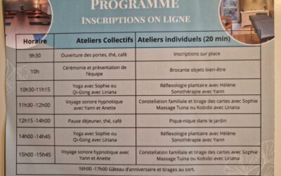 SOUS LES CÈDRES fête ses 10 ans! Le 6 juin 2026, portes ouvertes entre 9h30-17h00. Des ateliers gratuits et un tirage au sort vous attendent. Venez nous rencontrer! Vous pouvez réserver votre place dans un atelier par mail: contact@alenconyoga.com ou sur place à 9h30